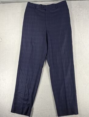 Ermenegildo Zegna Dress Pants Wool Trousers Navy Plaid Men 32x34